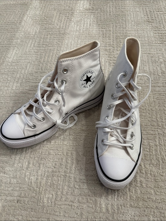 Converse Shoes - Converse White High Top Sneakers with Black Logo